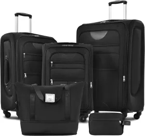 Softside Luggage 3-Piece Set for Travel, Lightweight Expandable Suitcases with Duffel Bag, Convenient Spinner Wheels