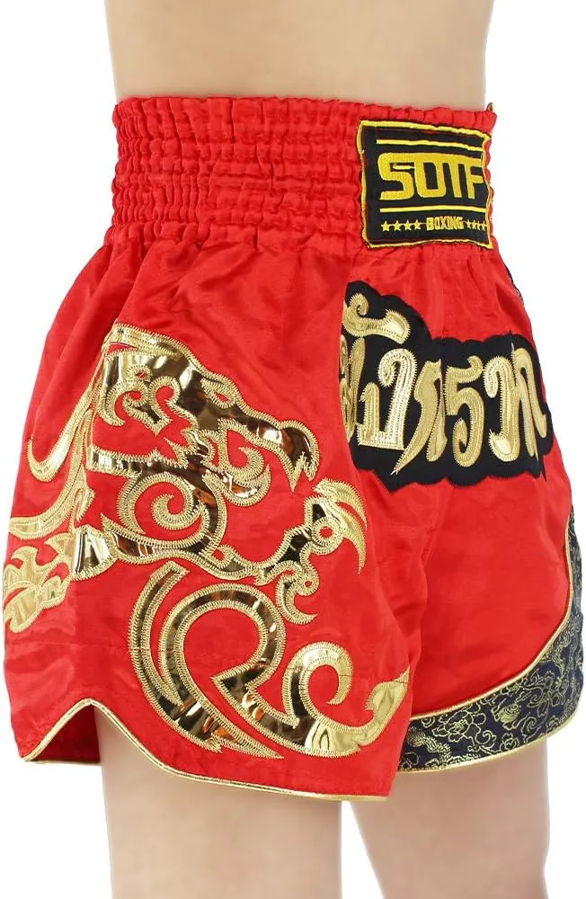 SOTF Boxing Shorts for Men Training Muay Thai Shorts Women Kickboxing Shorts for Kids