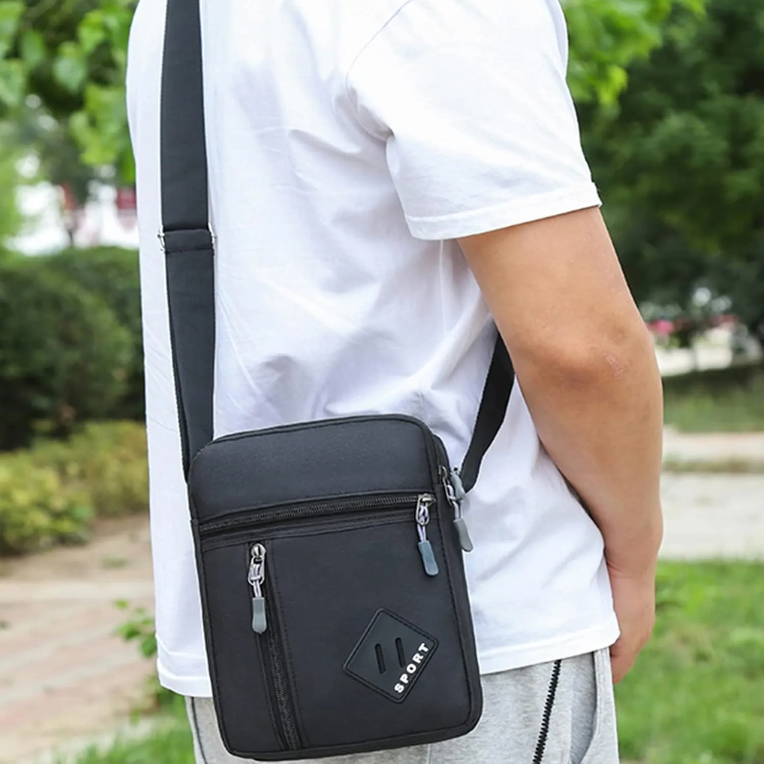 Spring Summer Winter Season Zipper Mens Mini Canvas Single Shoulder Side Bags Sport Messenger Bag Mini (Grey, One Size)