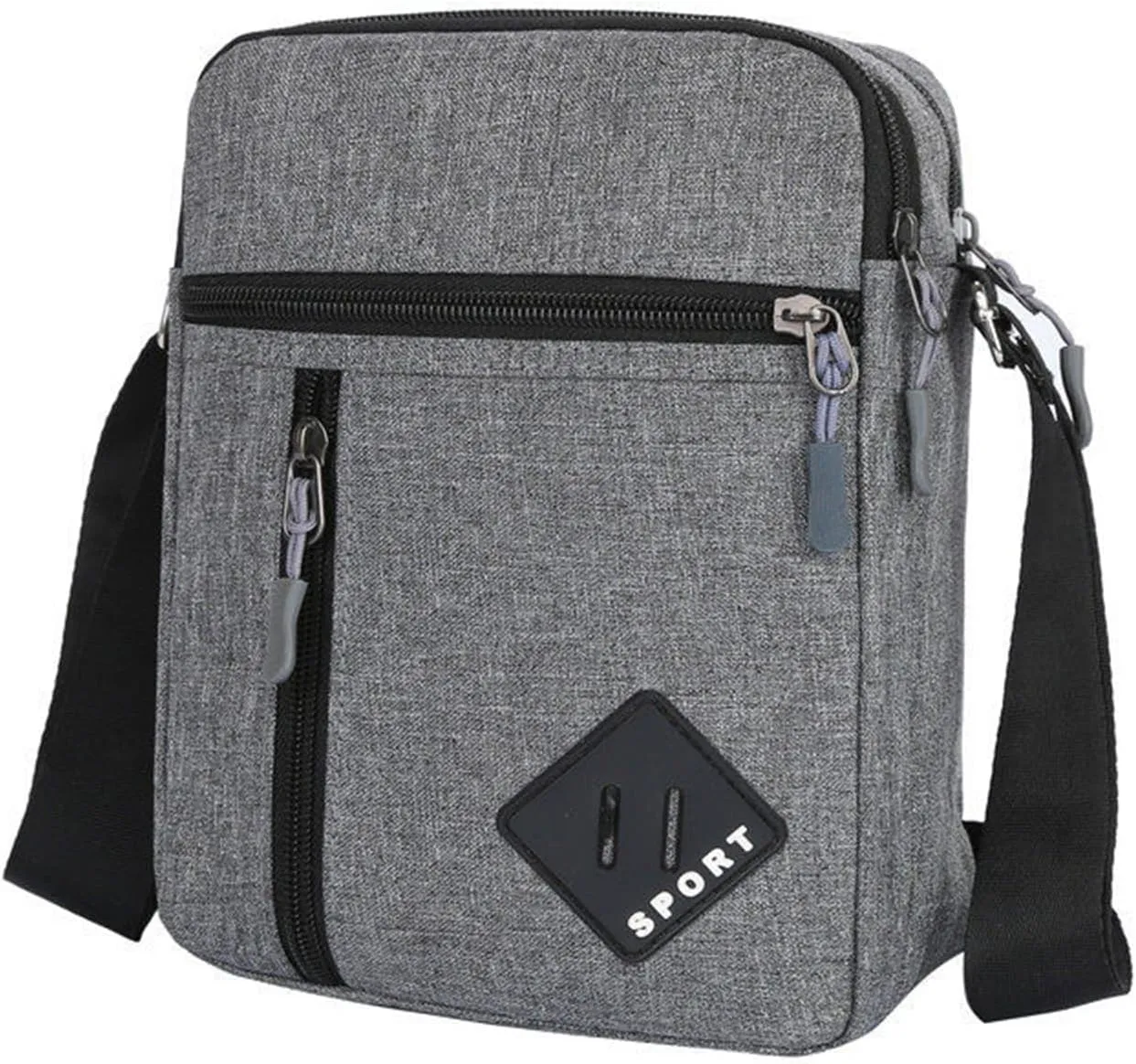 Spring Summer Winter Season Zipper Mens Mini Canvas Single Shoulder Side Bags Sport Messenger Bag Mini (Grey, One Size)