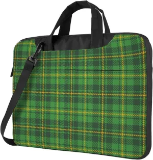 St Patrick'S Day Green Plaid Practical 13-15.6 Inch Laptop Bag For Man And Women, Computer Messenger Bag, Trendy Shoulder Strap Design