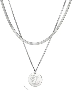 Stainless Steel Jewelry Monthly Flower Variety Necklace For Women Gold Color Layer Necklace Jewelry Party Gifts
