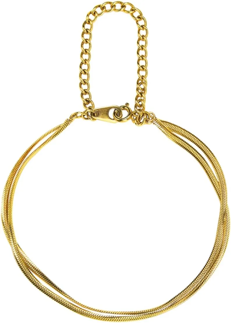 Stainless Steel Layered Bracelet for Women Chic Double Flat Snake Chain Anklet Elegant Minimalist