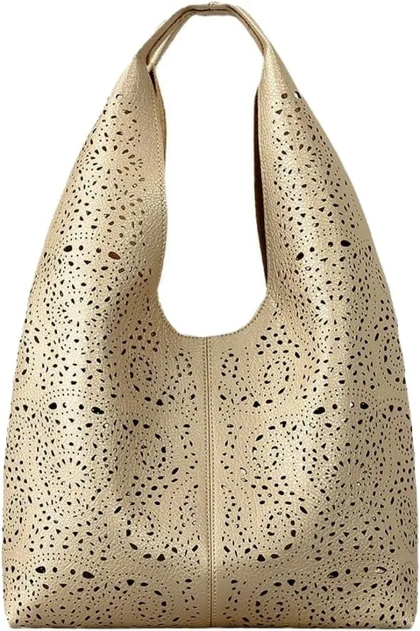 Stylish Cut-Out Tote Bag Hobo Bag Large Capacity Handbag Satchel Purse Chic Bucket Bag Underarm Bag for Women