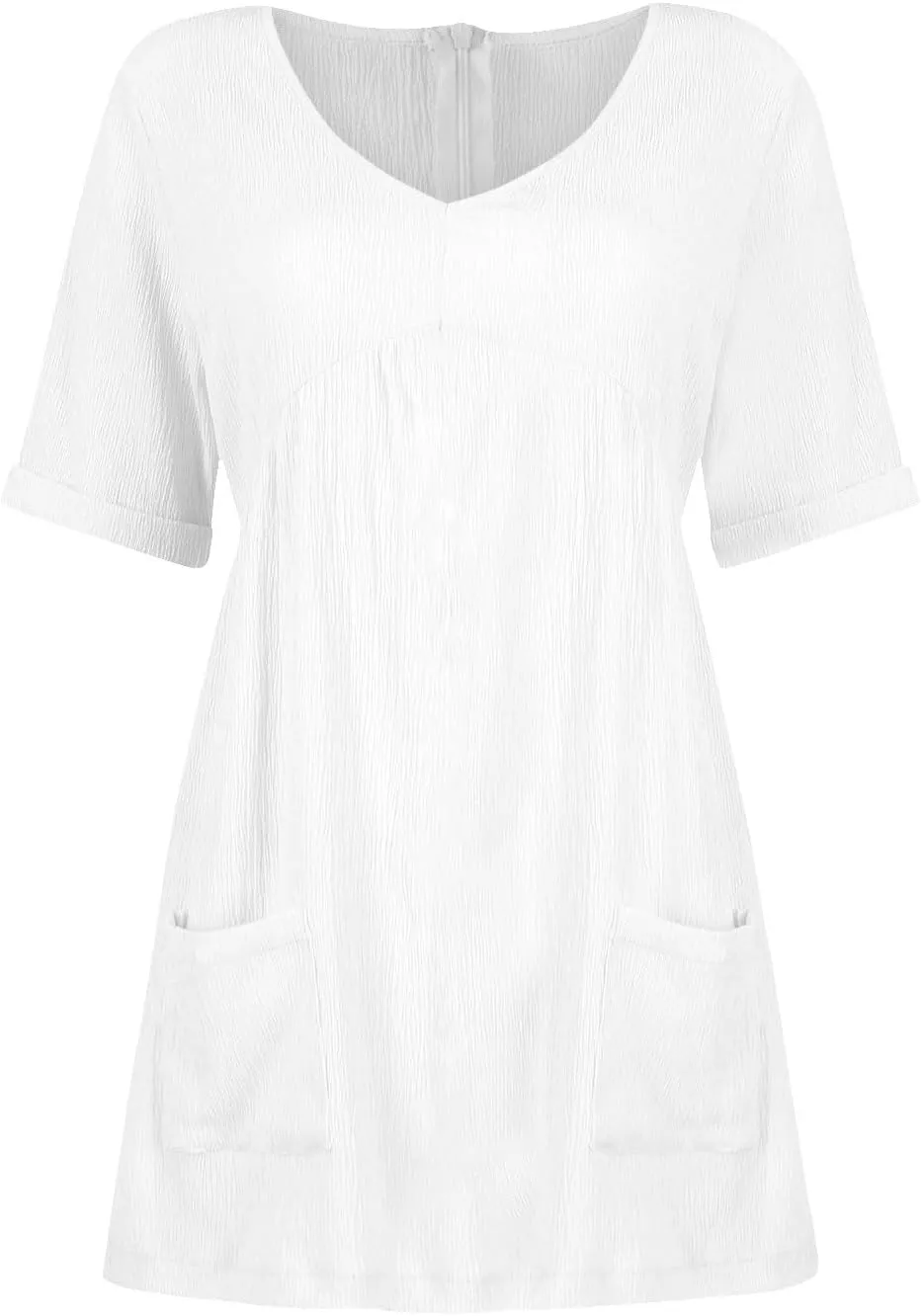 Summer Dress for Women 2024 Trendy Casual V-Neck Short Sleeve Solid Sundress Loose Flowy Beach Dress with Pockets
