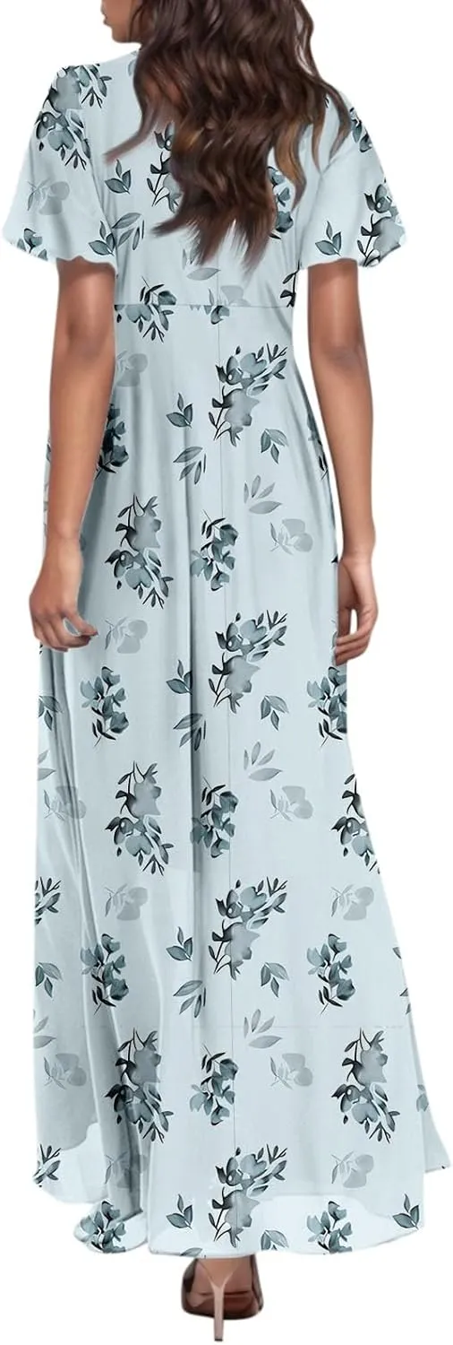 Summer Dress for Women 2025 Elegant Classy Swing Flowy V Neck Boho Sun Dresses Trendy Casual Vacation Long Sundresses