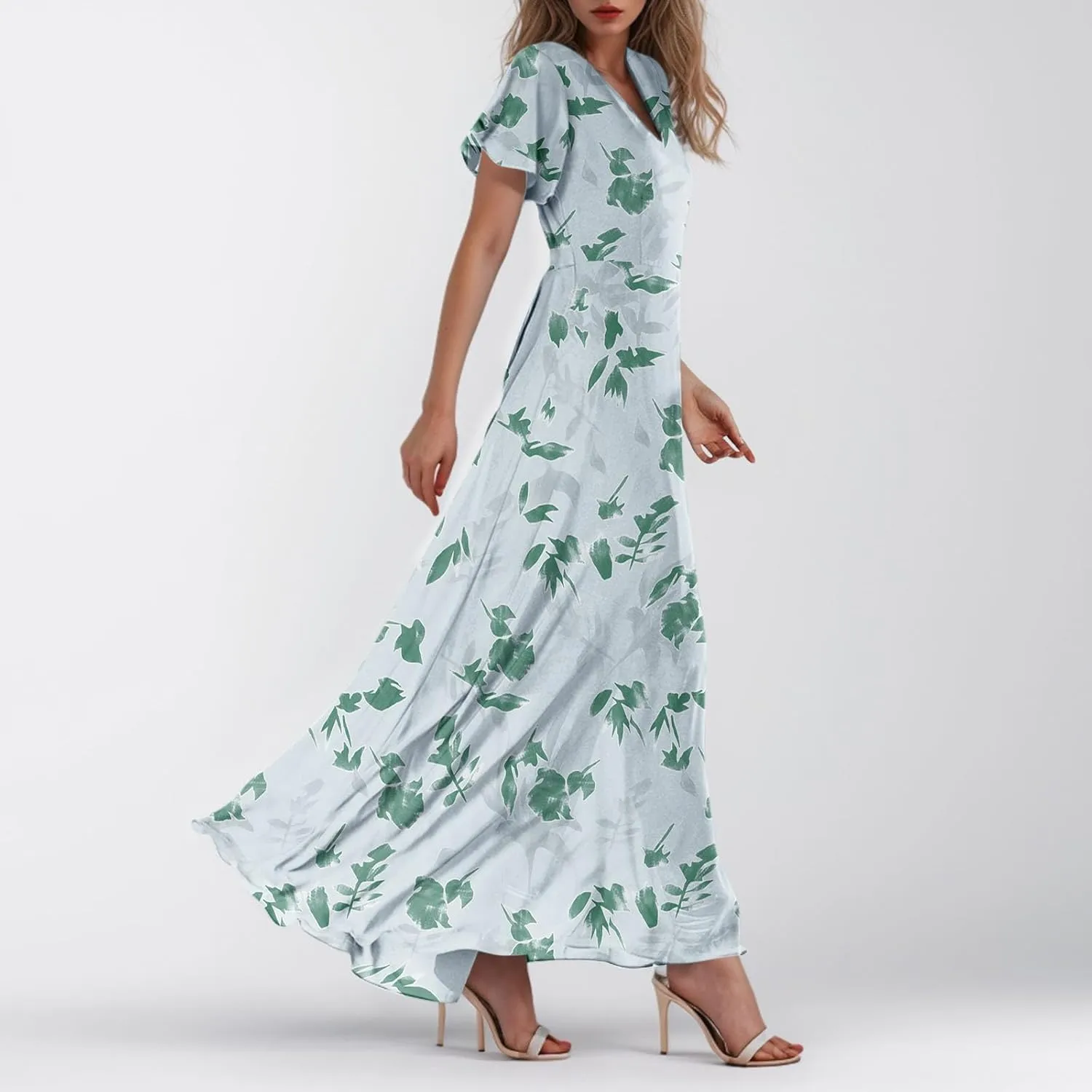 Summer Dress for Women 2025 Elegant Classy Swing Flowy V Neck Boho Sun Dresses Trendy Casual Vacation Long Sundresses