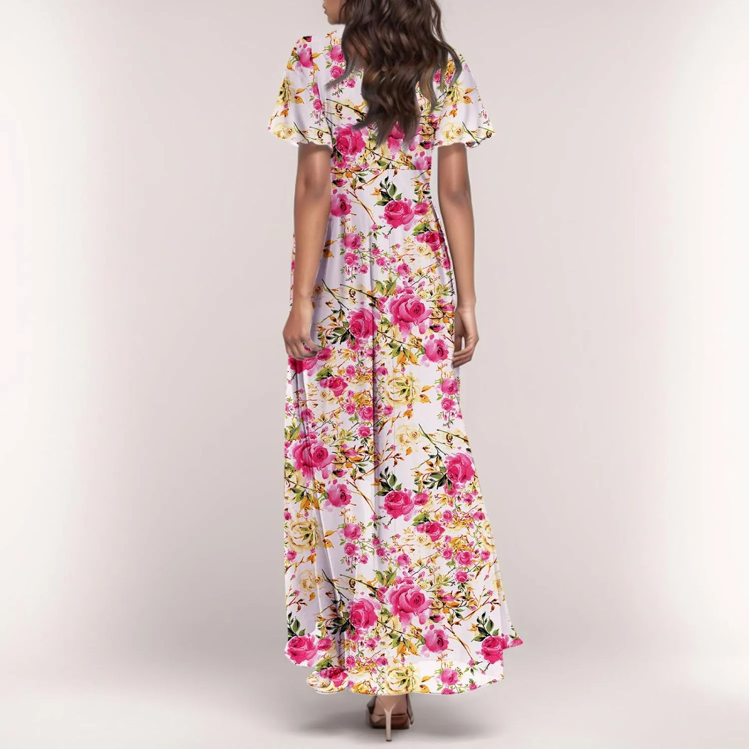 Summer Dress for Women 2025 Elegant Classy Swing Flowy V Neck Boho Sun Dresses Trendy Casual Vacation Long Sundresses