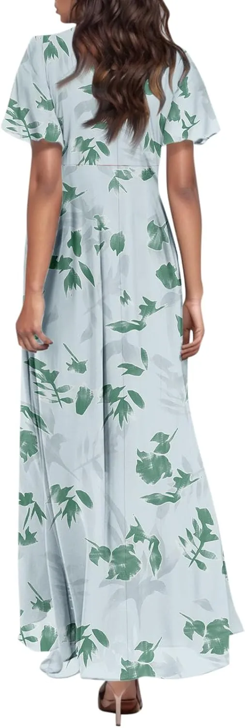Summer Dress for Women 2025 Elegant Classy Swing Flowy V Neck Boho Sun Dresses Trendy Casual Vacation Long Sundresses