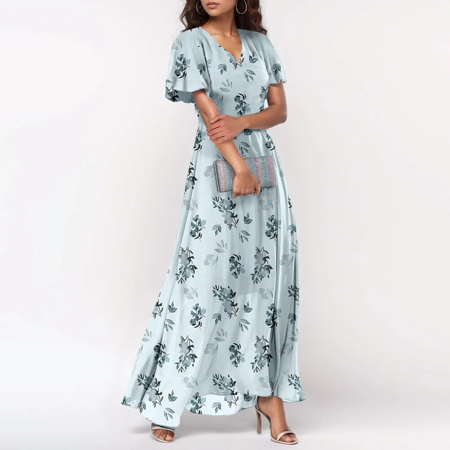 Summer Dress for Women 2025 Elegant Classy Swing Flowy V Neck Boho Sun Dresses Trendy Casual Vacation Long Sundresses