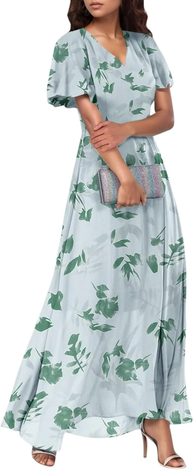 Summer Dress for Women 2025 Elegant Classy Swing Flowy V Neck Boho Sun Dresses Trendy Casual Vacation Long Sundresses