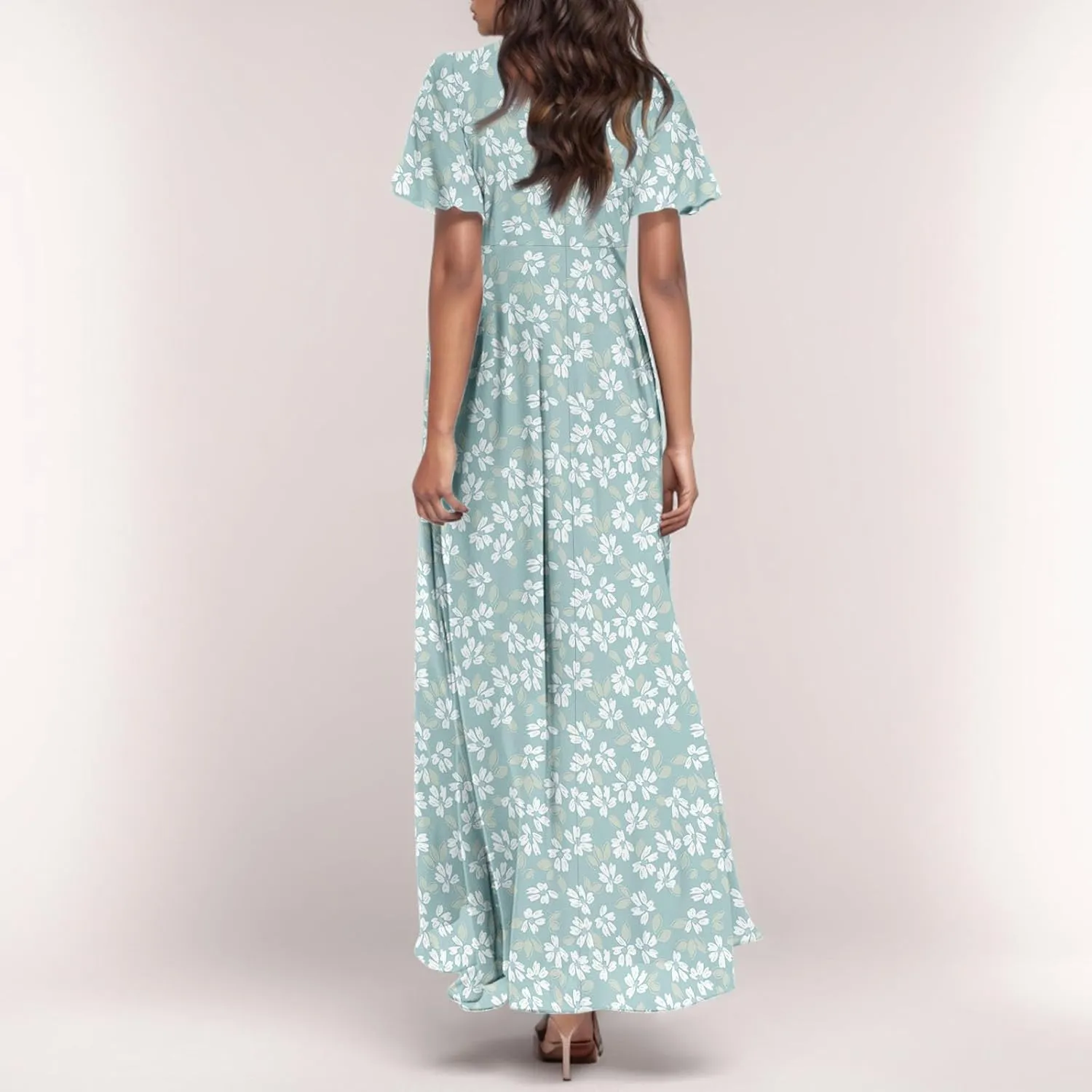 Summer Dress for Women 2025 Elegant Classy Swing Flowy V Neck Boho Sun Dresses Trendy Casual Vacation Long Sundresses
