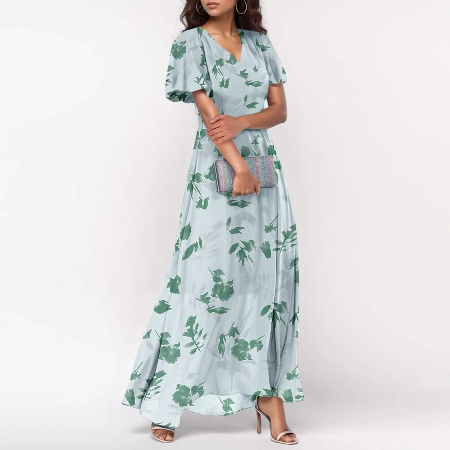 Summer Dress for Women 2025 Elegant Classy Swing Flowy V Neck Boho Sun Dresses Trendy Casual Vacation Long Sundresses