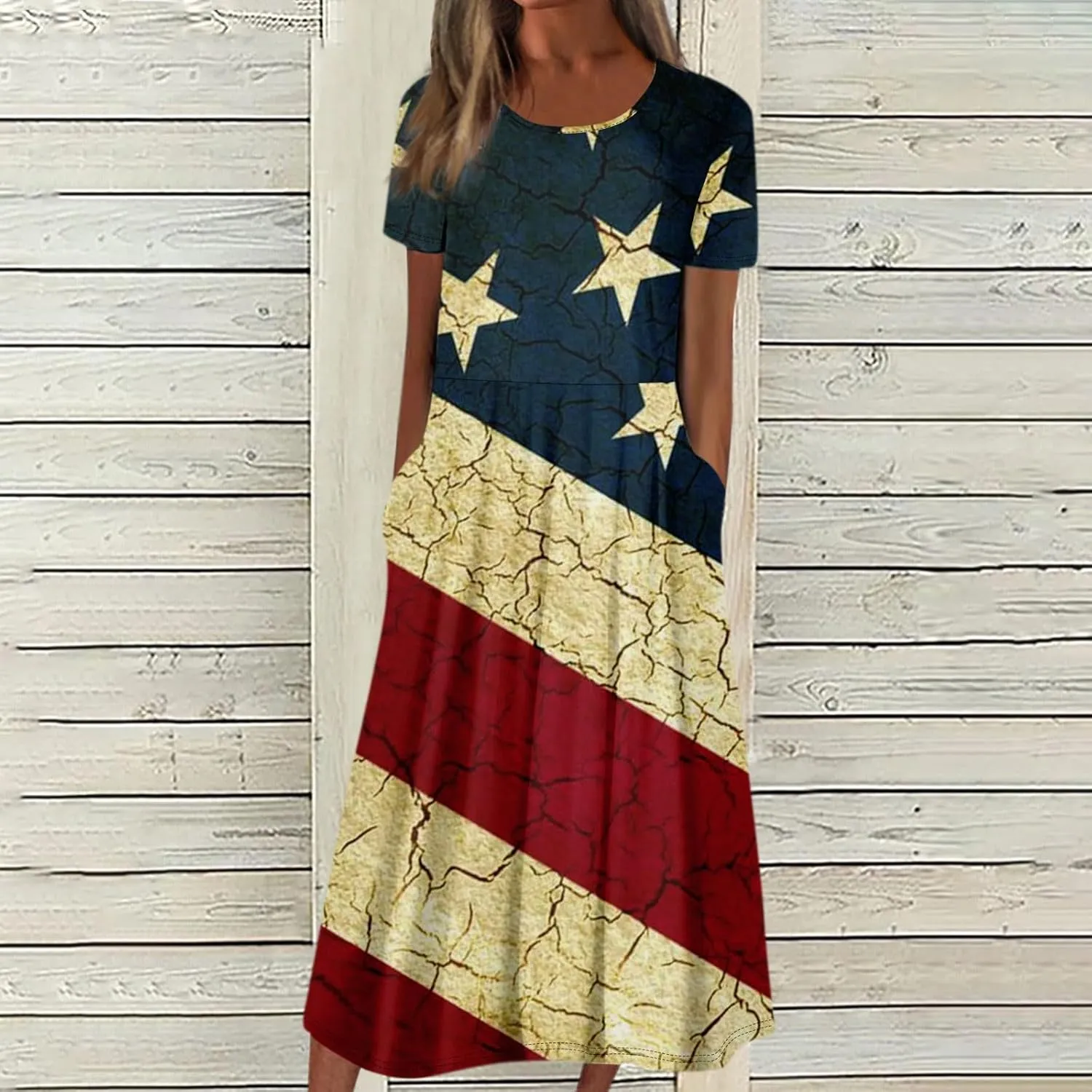 Summer Dresses for Women 2025 Beach Short Sleeve Loose Midi Dress with Pockets