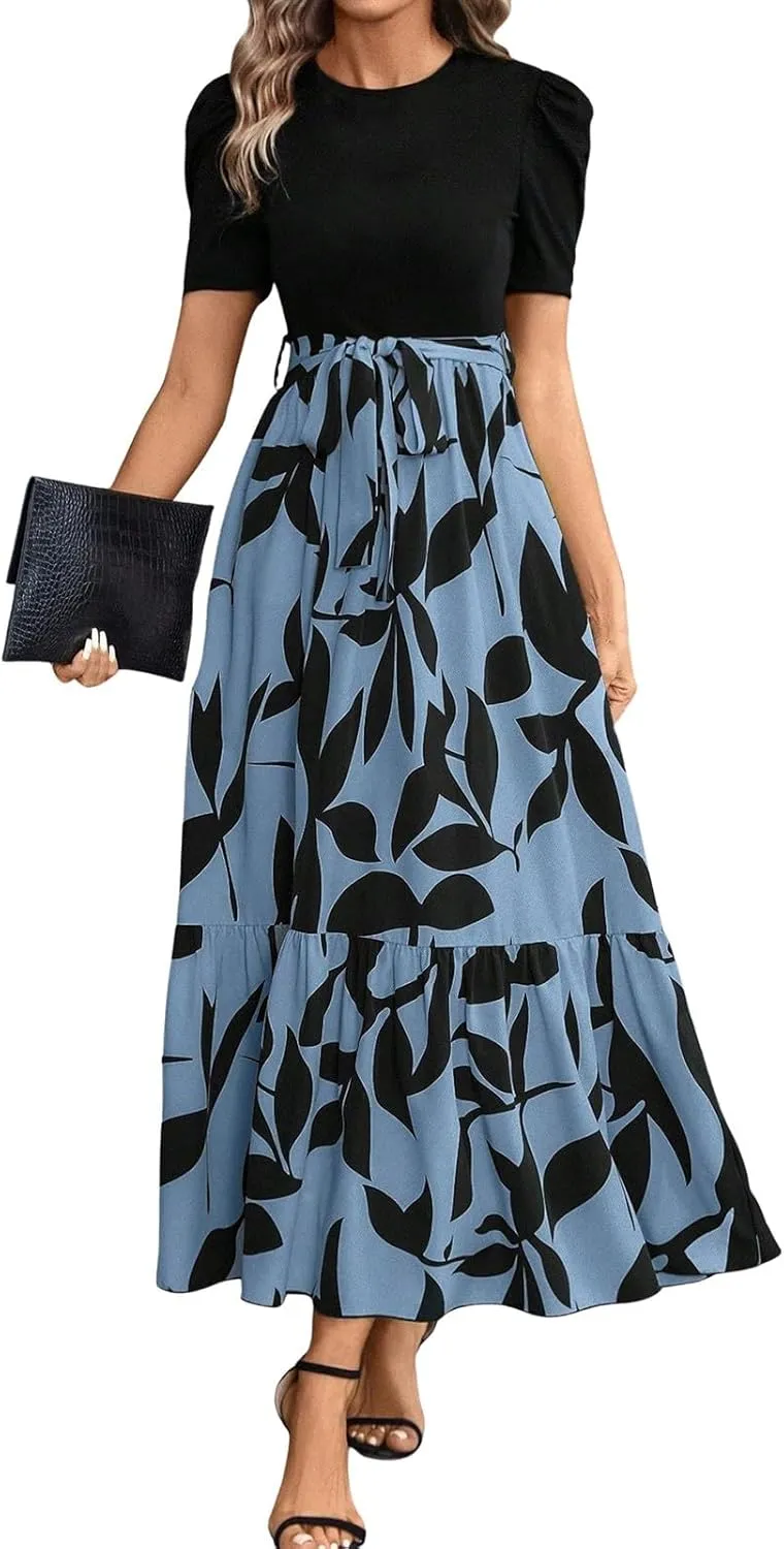 Summer Dresses for Women 2025 Business Casual Flowy Maxi Sun Dress Elegant Loose A Line Sundress