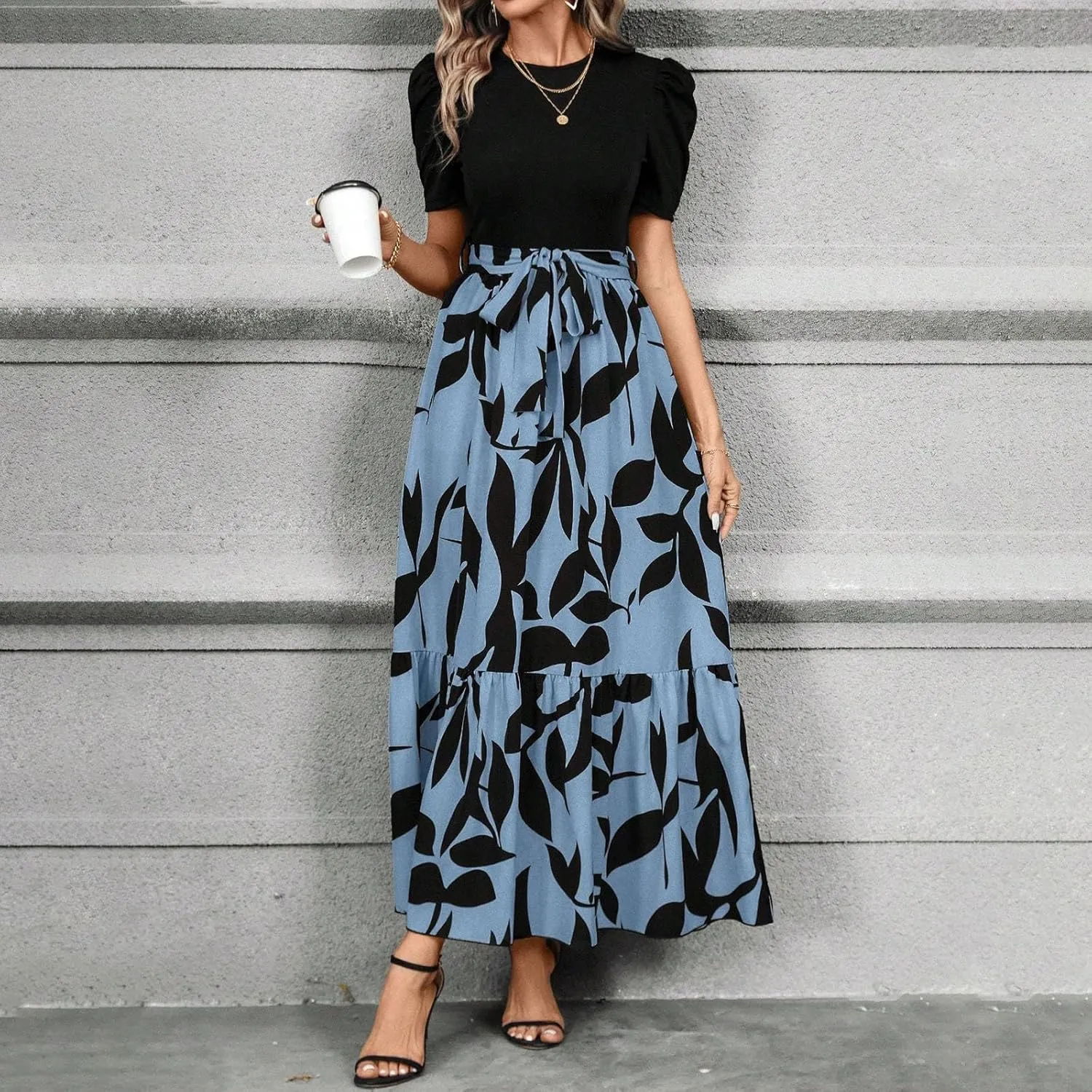 Summer Dresses for Women 2025 Business Casual Flowy Maxi Sun Dress Elegant Loose A Line Sundress