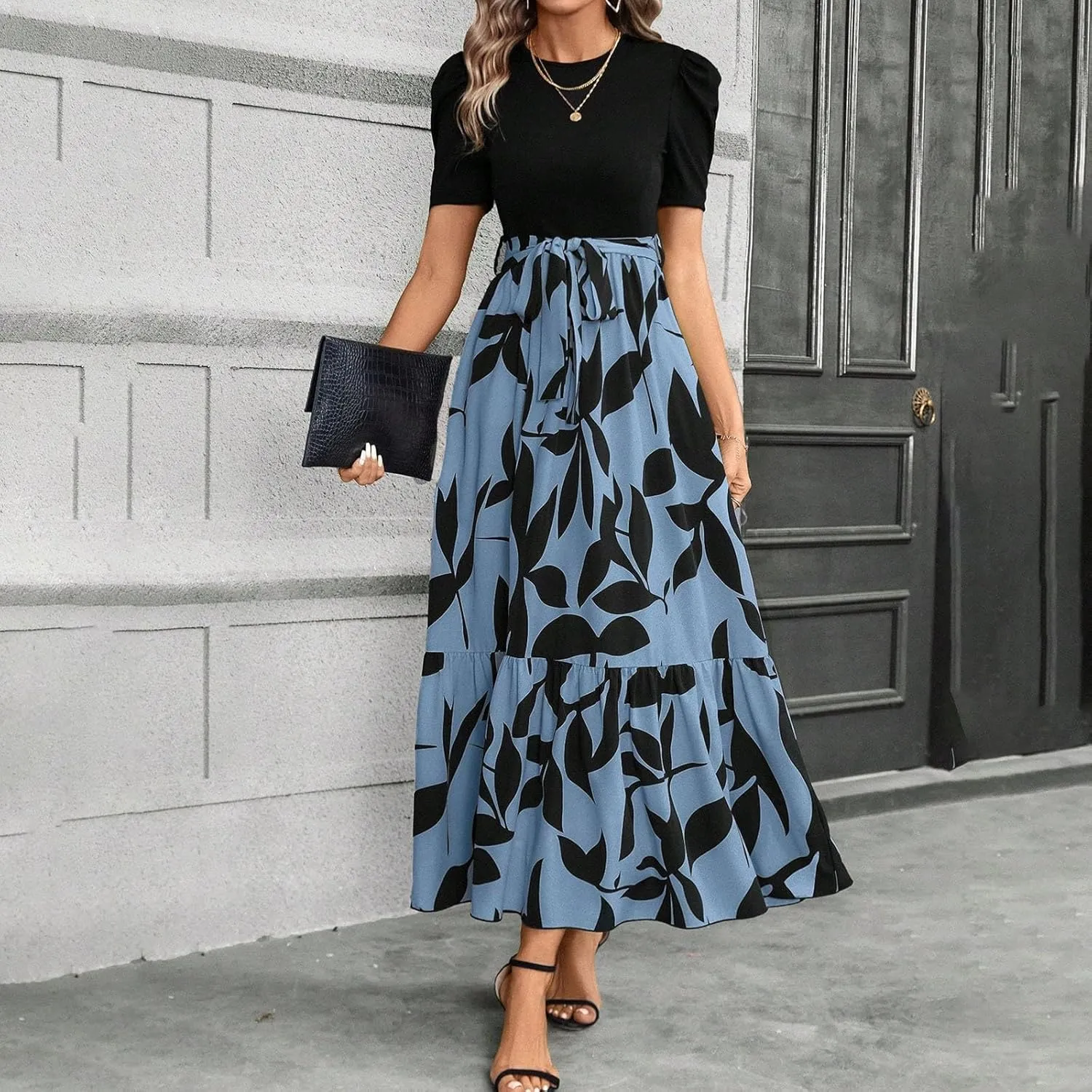 Summer Dresses for Women 2025 Business Casual Flowy Maxi Sun Dress Elegant Loose A Line Sundress