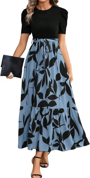Summer Dresses for Women 2025 Business Casual Flowy Maxi Sun Dress Elegant Loose A Line Sundress
