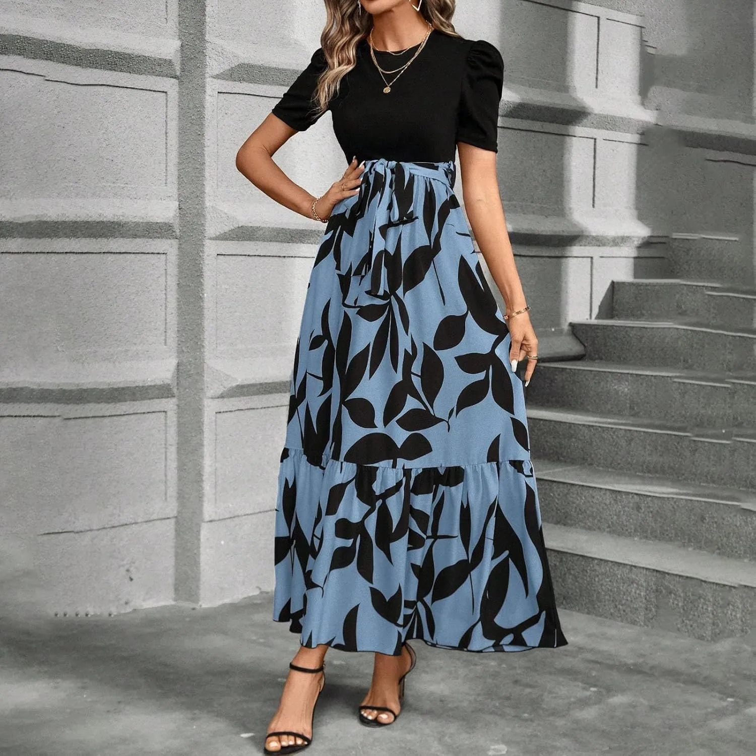 Summer Dresses for Women 2025 Business Casual Flowy Maxi Sun Dress Elegant Loose A Line Sundress