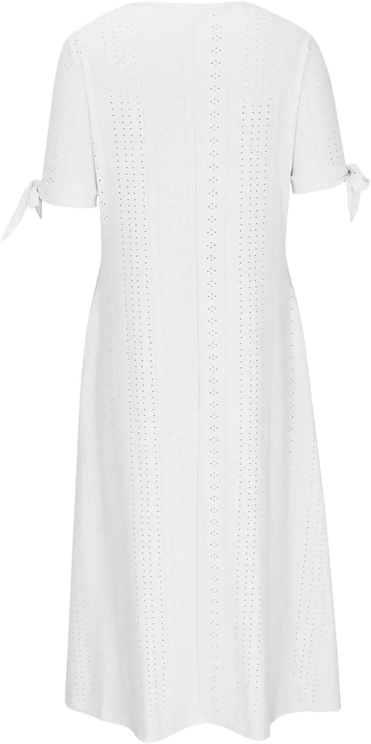 Summer Dresses for Women Short Sleeve Boho Travel Dresses Beach Wear Party Maxi Solid Color Vacation Dress 2025