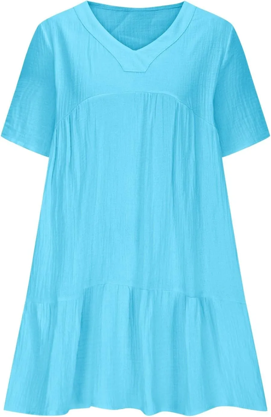 Summer Mini Dress for Women Wedding Guest Dresses Short Sleeve V Neck Beach Vacation Patchwork Sundress with Pockets