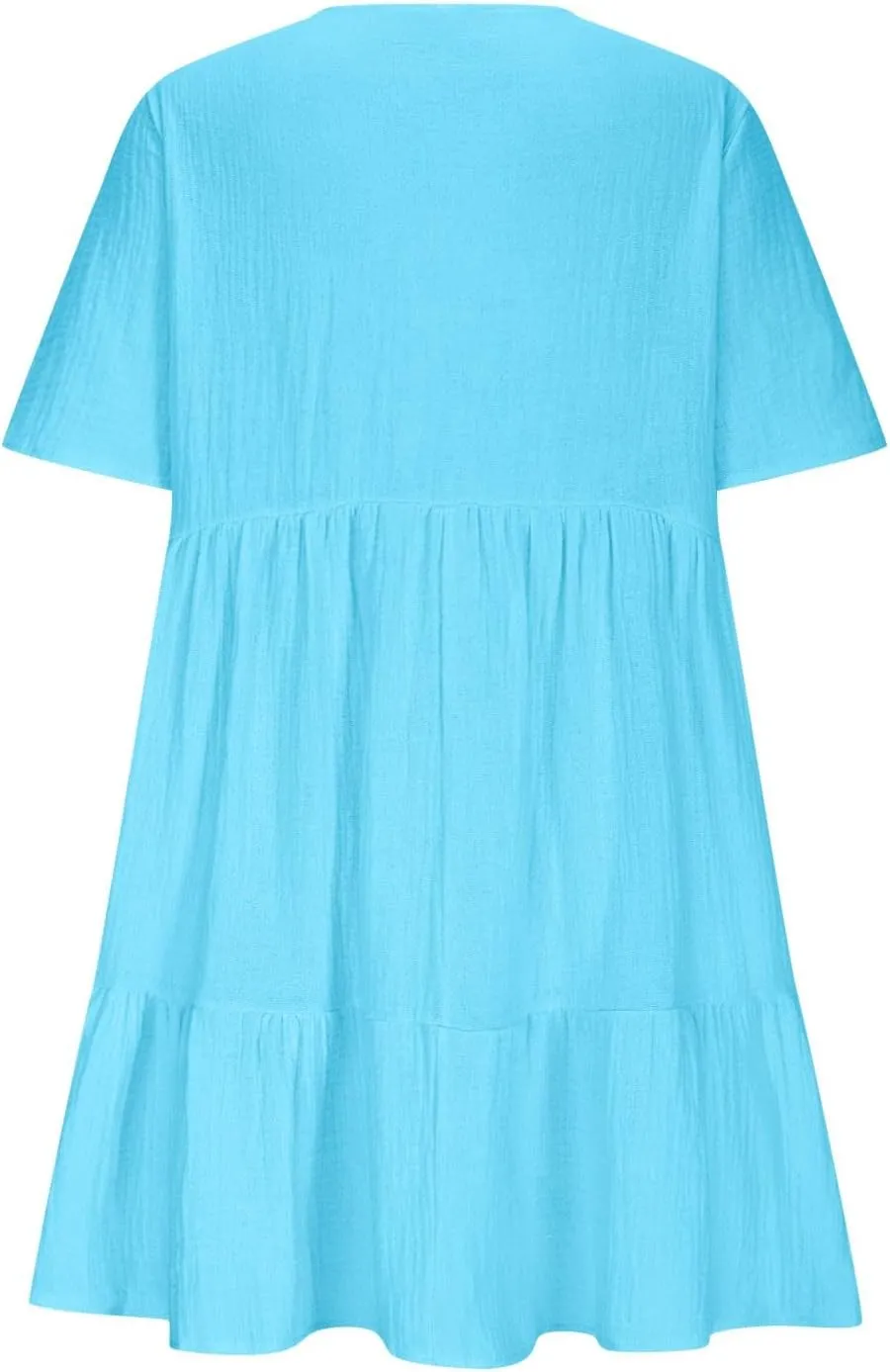 Summer Mini Dress for Women Wedding Guest Dresses Short Sleeve V Neck Beach Vacation Patchwork Sundress with Pockets