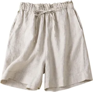 Summer Shorts for Women Loose Elastic High Waisted Shorts Solid Wide Leg Shorts Comfy Elegant Work Trouser Shorts