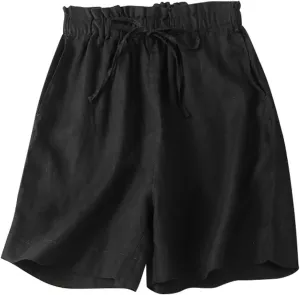 Summer Shorts for Women Loose Elastic High Waisted Shorts Solid Wide Leg Shorts Comfy Elegant Work Trouser Shorts