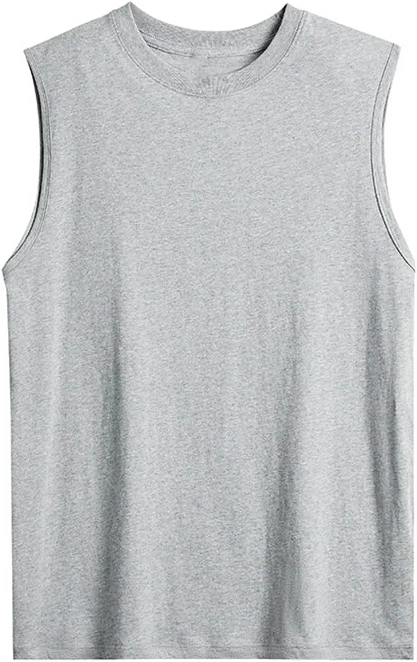 Summer Sleeveless Casual Tanks Tops for Men Crew Neck Loose Fit Shirts Gym Workout Shirt Basic Loungewear Solid Tee