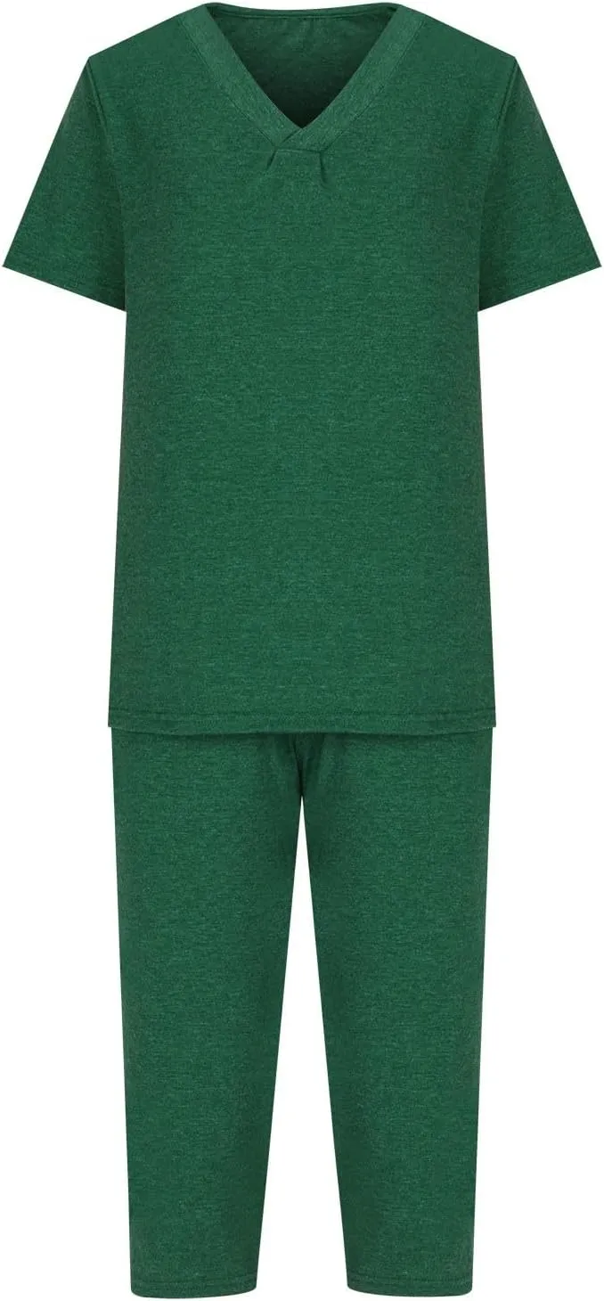 Summer Two Piece Sets For Women Casual Tee Shirts Wide Leg Capri Pants Matching Sets Outfits Comfy Soft Sweatsuit Set