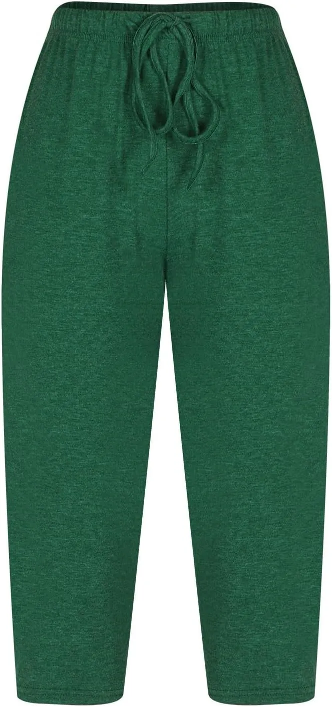Summer Two Piece Sets For Women Casual Tee Shirts Wide Leg Capri Pants Matching Sets Outfits Comfy Soft Sweatsuit Set
