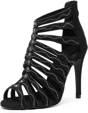 SWDZM Dancing Boots Women Latin Ballroom Ankle Dance Shoes with Zipper,QJW7273