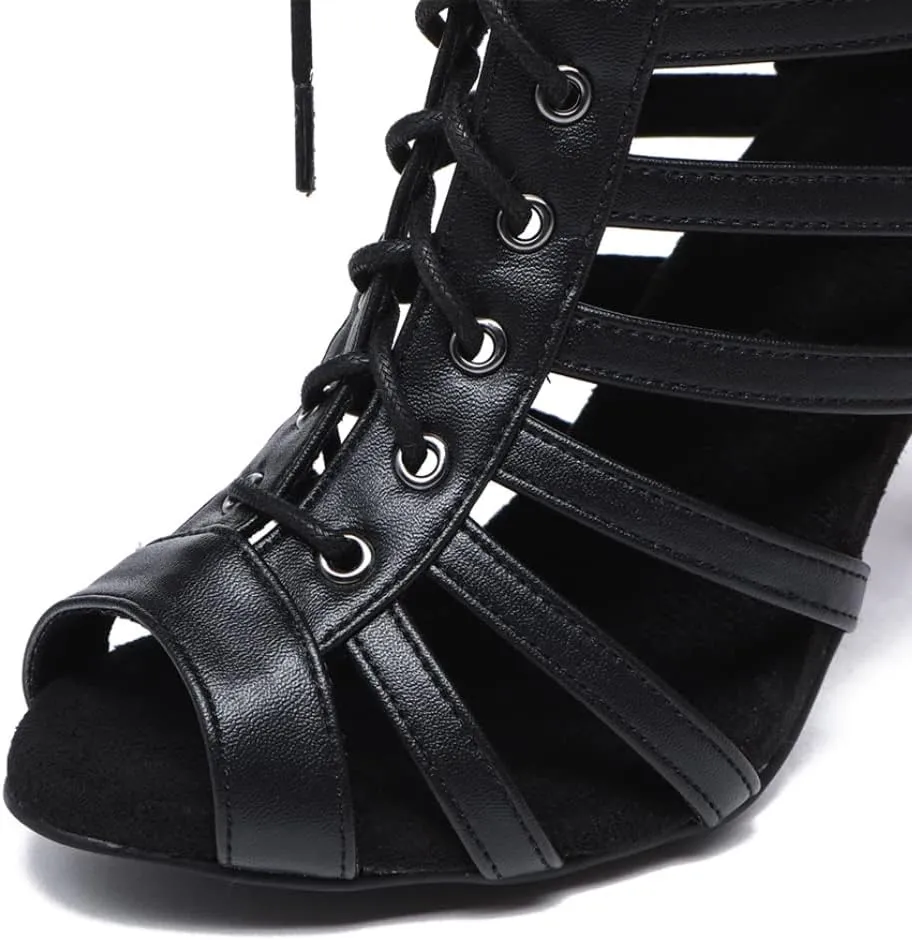 SWDZM Dancing Boots Women Latin Ballroom Ankle Dance Shoes with Zipper,QJW7273