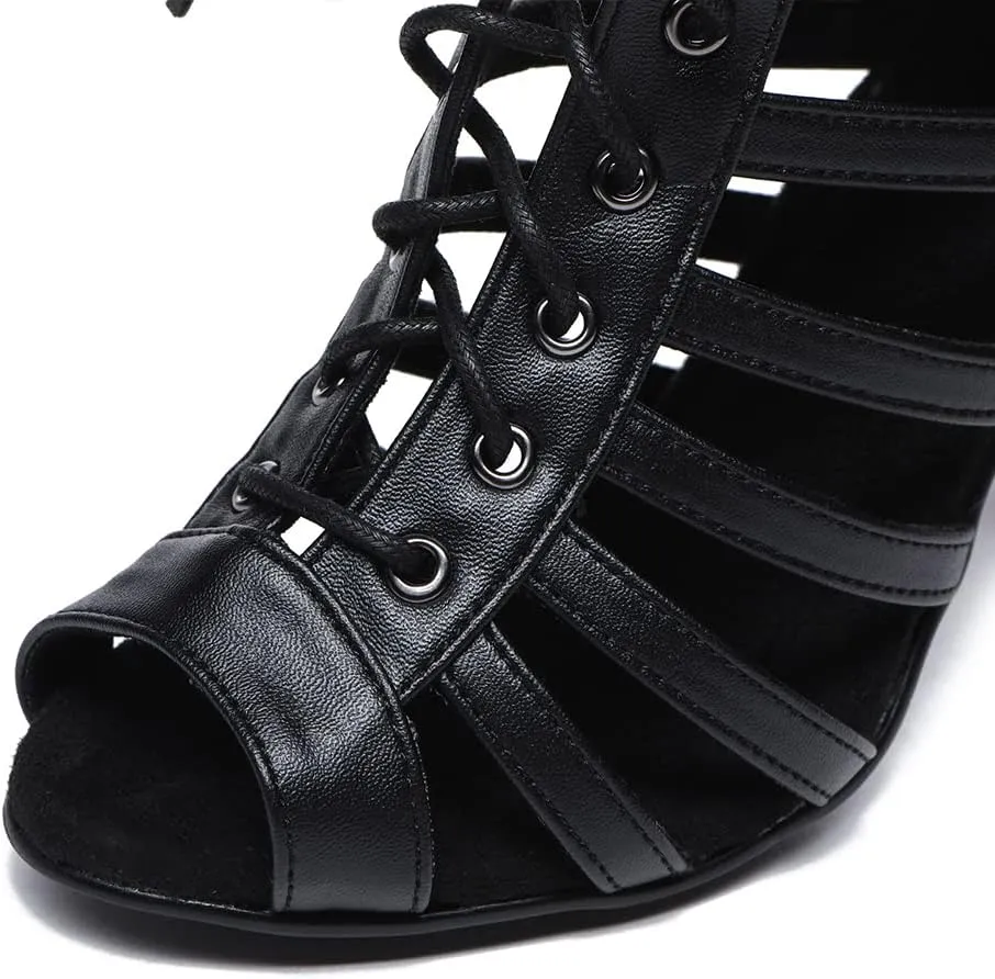SWDZM Dancing Boots Women Latin Ballroom Ankle Dance Shoes with Zipper,QJW7273