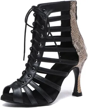 SWDZM Dancing Boots Women Latin Ballroom Ankle Dance Shoes with Zipper,QJW7273