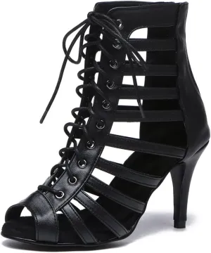 SWDZM Dancing Boots Women Latin Ballroom Ankle Dance Shoes with Zipper,QJW7273