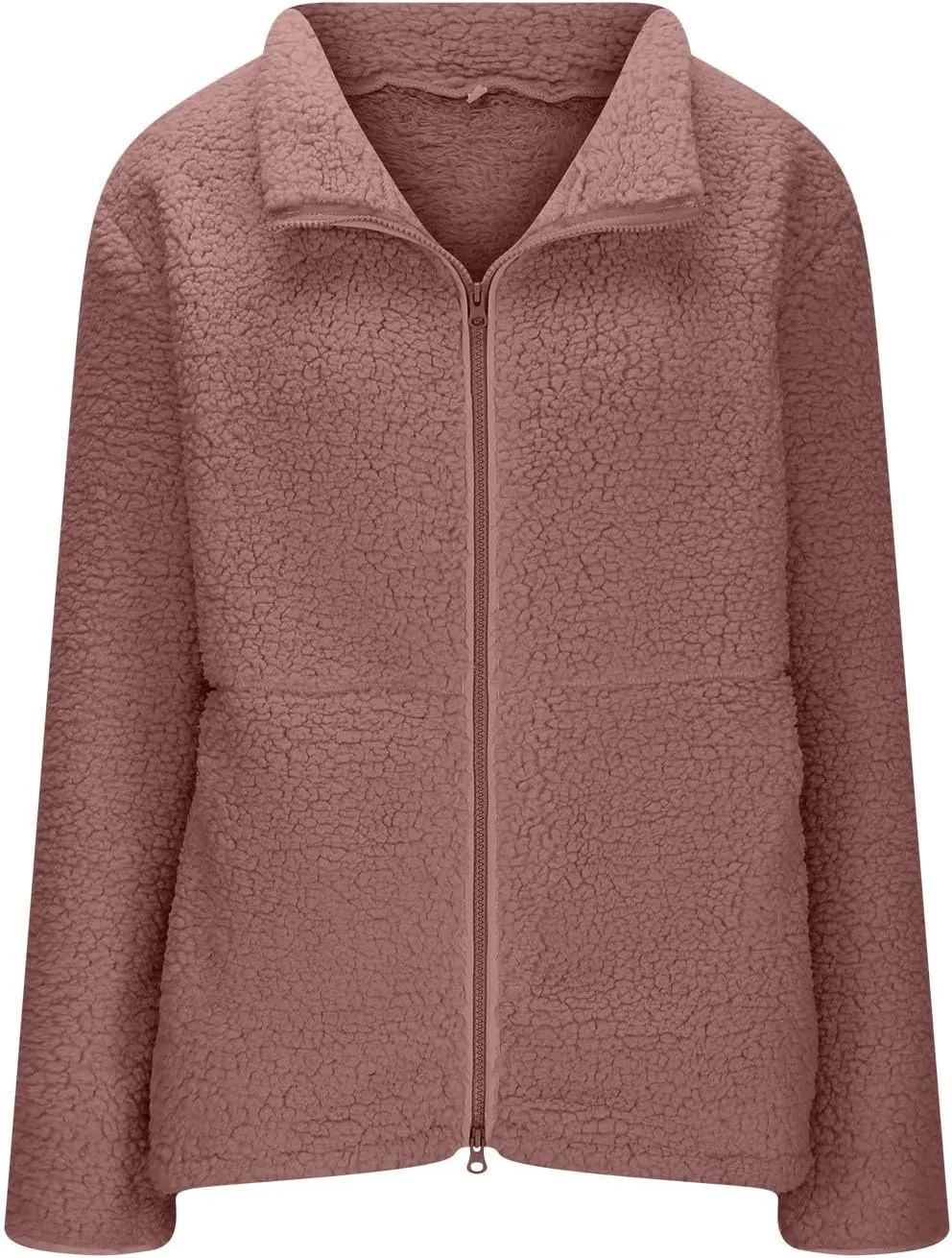 Sweater Coats for Women Vintage Solid Fleece Jackets Fuzzy Long Sleeve Winter Coats with Pockets Outerwear