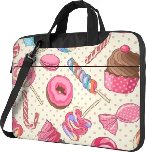 Sweet Lollipop Cupcake Practical 13-15.6 Inch Laptop Bag For Man And Women, Computer Messenger Bag, Trendy Shoulder Strap Design