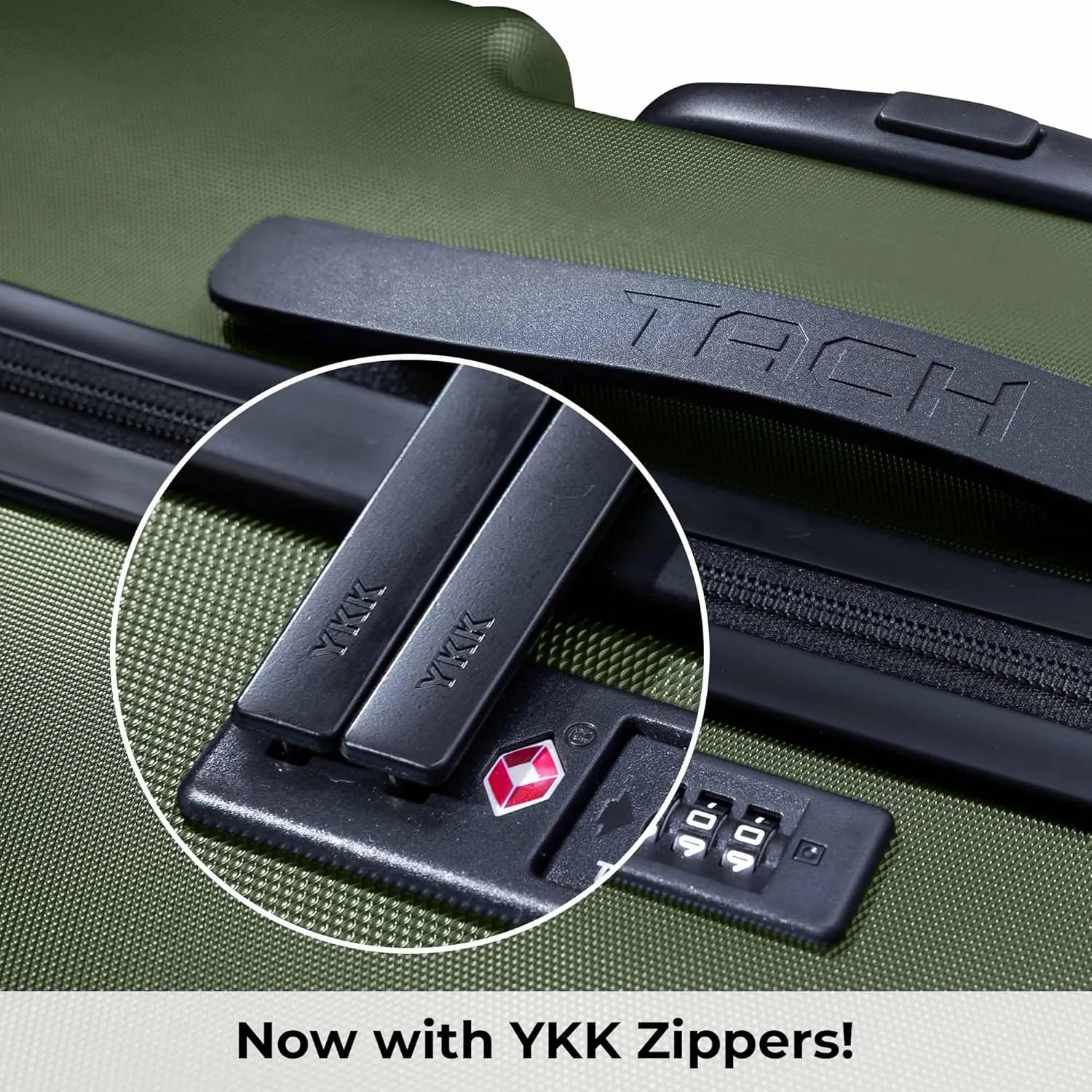 Tach V3.1 Hard Shell 3 Piece Luggage Set - 20, 24 & 28 inch Luggage | Carry On, Medium & Large Checked Suitcases | Patented Built-In Connecting System | Rolling Suitcase Links 9 Bags (Green)