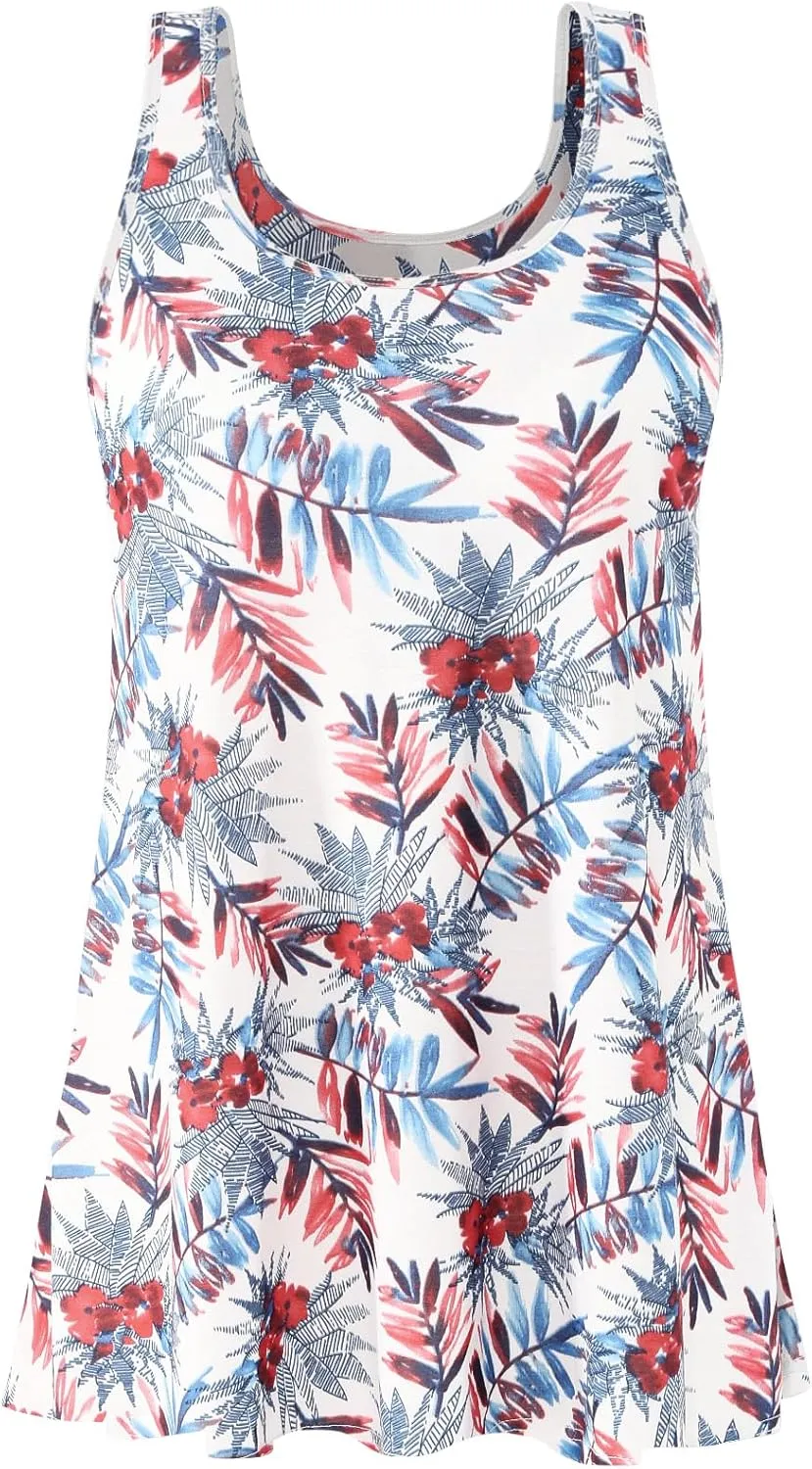 Tank Top for Women with Built Bra Flowy Loose Fit Tanks Pleated Cami
