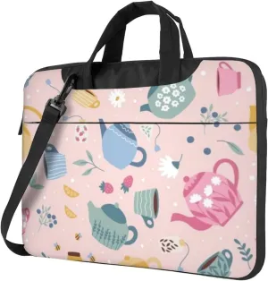 Tea Cup Teapot Practical 13-15.6 Inch Laptop Bag For Man And Women, Computer Messenger Bag, Trendy Shoulder Strap Design