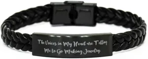 The Voices in My. Jewelry Making Braided Leather Bracelet, Cool Jewelry Making Gifts, Engraved Bracelet For Friends from Friends, Birthday gift ideas, Handmade jewelry, Personalized gifts, Unique