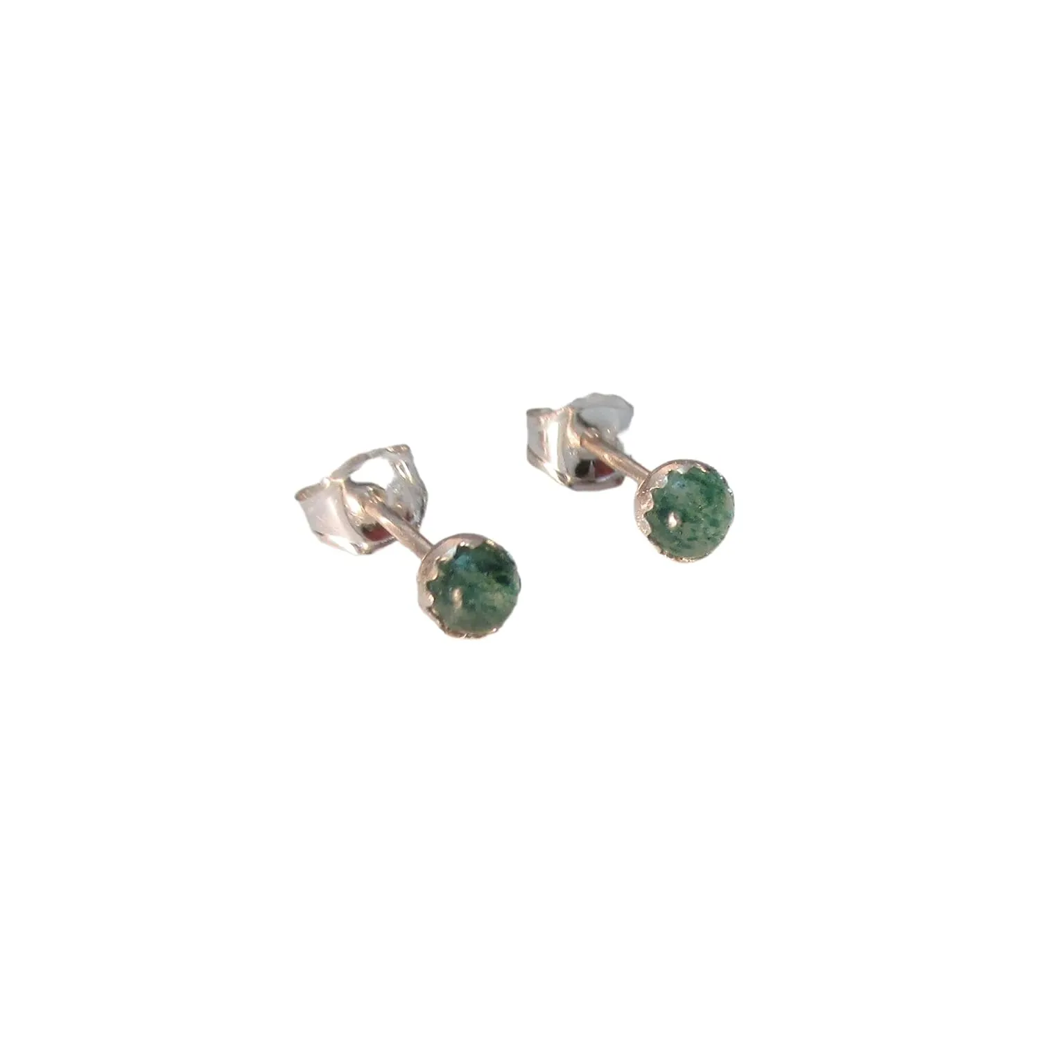 Tiny Green Stud Earrings with Aventurine Gemstone