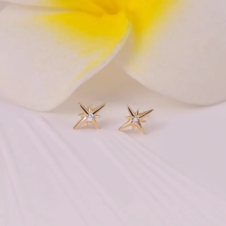 Tiny Star Earrings, Dainty Studs, Dainty Star Earrings, Small Stud Earrings CZ Sterling Silver or Gold Plated, Minimalist Earrings (Silver Plating)
