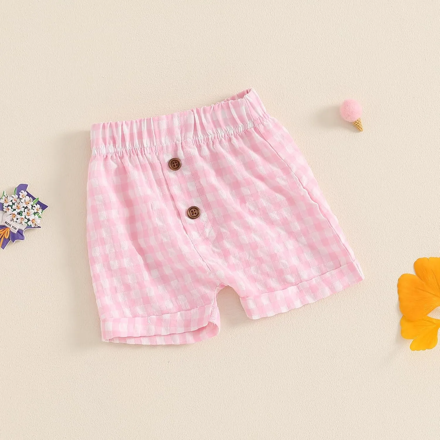 Toddler Boy Girl Shorts Cotton Gingham Shorts Casual Elastic Waist Jogger Boxer Shorts Bottoms