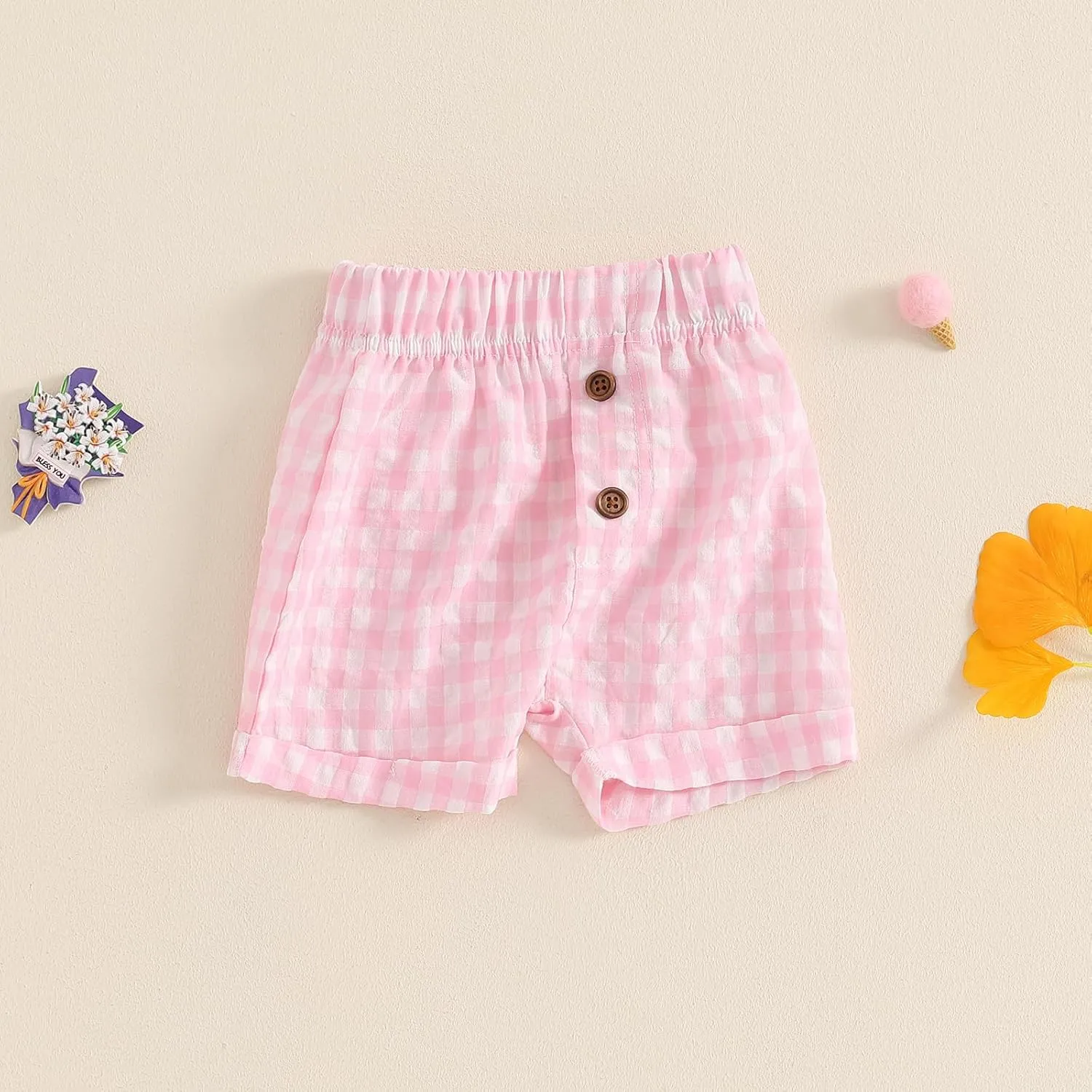 Toddler Boy Girl Shorts Cotton Gingham Shorts Casual Elastic Waist Jogger Boxer Shorts Bottoms