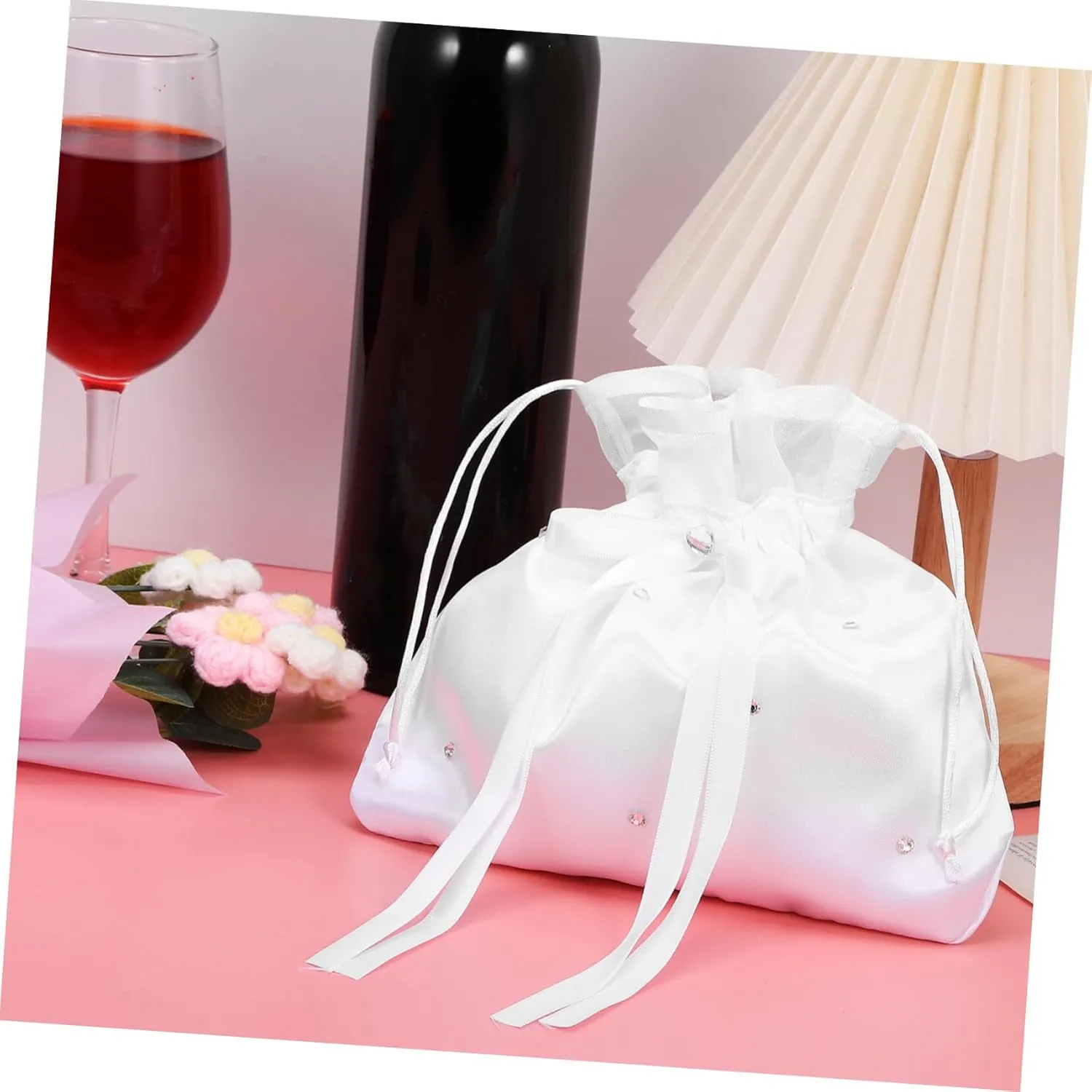 Totority 5pcs Versatile Bridal Handbag Wedding Clutch Money Bag Bridesmaid Purse Drawstring Favor Bags for Wedding
