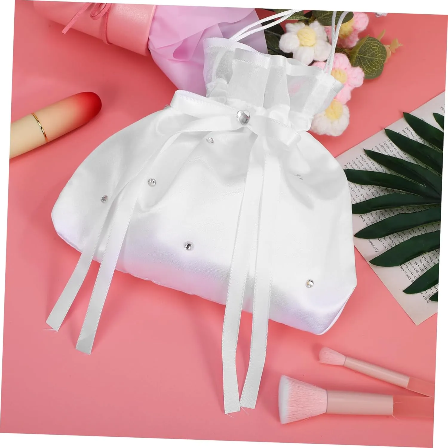 Totority 5pcs Versatile Bridal Handbag Wedding Clutch Money Bag Bridesmaid Purse Drawstring Favor Bags for Wedding