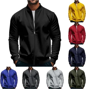 Track Jacket for Men Athletic Workout Lightweight Windproof Jacket Casual Spring Fall Windbreaker Bomber Zip Up Coat