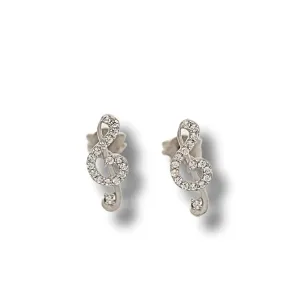 Treble Clef Stud Earrings, Music Note Design, Music Note Earrings, Silver Earrings, Handmade Jewelry, 925 Sterling Silver Jewelry, Minimalist Jewelry, Gift for Musicians, Gift for All (Silver)